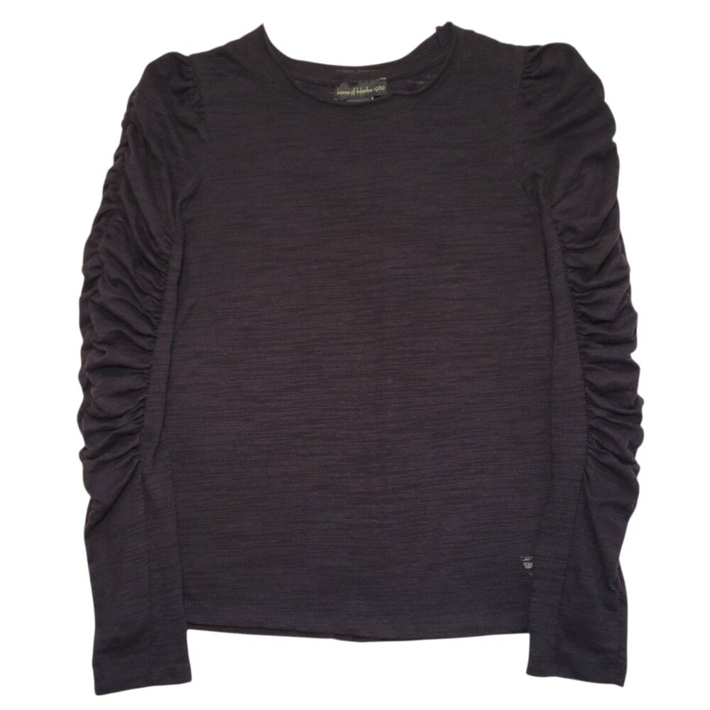 House of Harlow 1960 Ruched Long Sleeve Top Burnout Black Small Poetcore